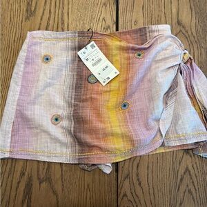 Zara Yellow and Brown Striped Skirt